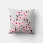 Floral Cherry Blossom Pink Gray Kissen (Vorderseite)