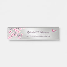 Floral Cherry Blossom Pink Grey Office