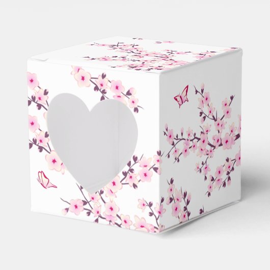 Floral Cherry Blossom Pink White Favor Box Geschenkschachtel (Vorderseite)