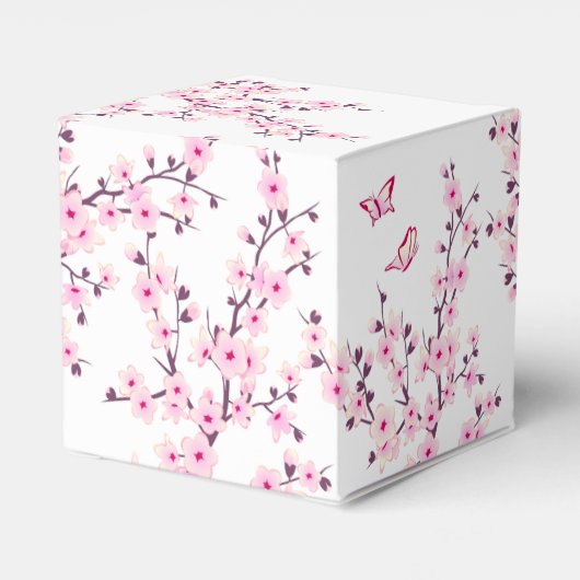 Floral Cherry Blossom Pink White Favor Box Geschenkschachtel (Rückseite)