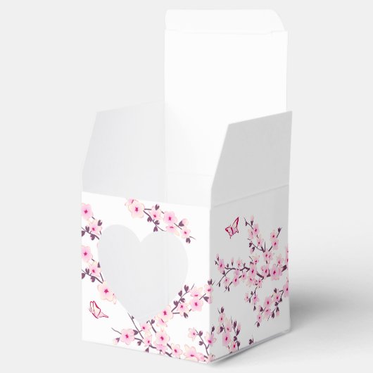 Floral Cherry Blossom Pink White Favor Box Geschenkschachtel (Geöffnet)