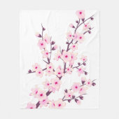 Floral Cherry Blossom Pink White Fleecedecke (Vorderseite)