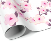 Floral Cherry Blossom Pink White Geschenkpapier (Rolleneckpunkt)