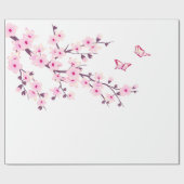 Floral Cherry Blossom Pink White Geschenkpapier (Flach)