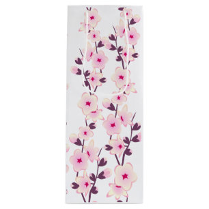 Floral Cherry Blossom Pink White Geschenktüte Für Weinflaschen