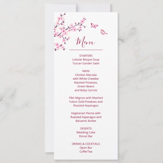 Floral Cherry Blossom Pink White Wedding Einladung (Vorderseite)