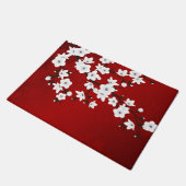 Floral Cherry Blossom Red White Fußmatte (Schrägansicht)