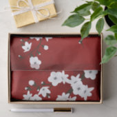 Floral Cherry Blossom Red White Seidenpapier (Geschenk)