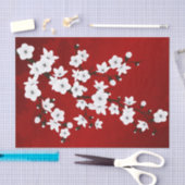 Floral Cherry Blossom Red White Seidenpapier (Handwerk)