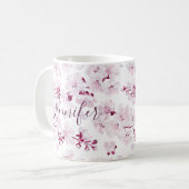 Floral Cherry Blossom Sakura Individuelle Name Gir Kaffeetasse (Vorderseite Links)