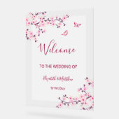 Floral Cherry Blossom Transparent Wedding Welcome Acrylschild (Winkel)