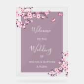 Floral Cherry Blossom Transparent Wedding Welcome Acrylschild (Vorderseite)