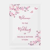 Floral Cherry Blossom Transparent Wedding Welcome Acrylschild (Vorderseite)