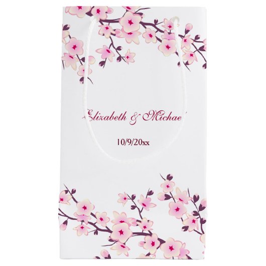 Floral Cherry Blossoms Custom Wedding Kleine Geschenktüte (Vorderseite)