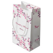 Floral Cherry Blossoms Custom Wedding Kleine Geschenktüte (Rückseite Schrägansicht)