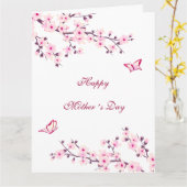 Floral Cherry Blossoms Happy Mother's Day Karte (Gelbe Blume)