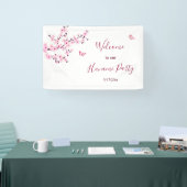 Floral Cherry Blossoms Pink White Personalize Banner (Messe)