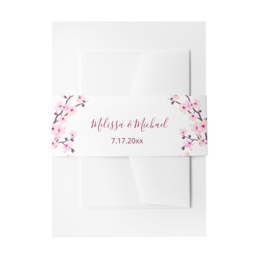 Floral Cherry Blossoms Your Names Wedding Einladungsbanderole (Vorderseite Beispiel)