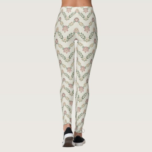 Floral Chevron Pattern – Geometric Zigzag  Leggings (Rückseite)