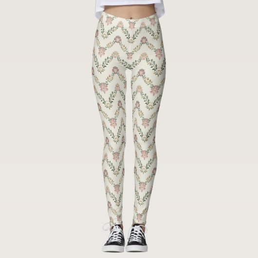 Floral Chevron Pattern – Geometric Zigzag  Leggings (Vorderseite)