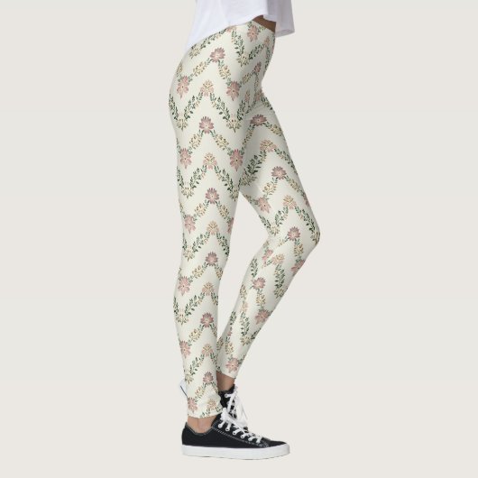 Floral Chevron Pattern – Geometric Zigzag  Leggings (Rechts)
