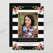 Floral Chic | Abschluss Einladung (Vorne/Hinten)