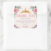 Floral Chic Birthday Danke Quadratischer Aufkleber (Tasche)