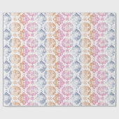 Floral Chic Boho Wasserfarbe Rosa und Blau Geschenkpapier (Flach)