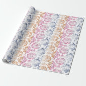 Floral Chic Boho Wasserfarbe Rosa und Blau Geschenkpapier (Ungerollt)