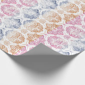 Floral Chic Boho Wasserfarbe Rosa und Blau Geschenkpapier (Ecke)