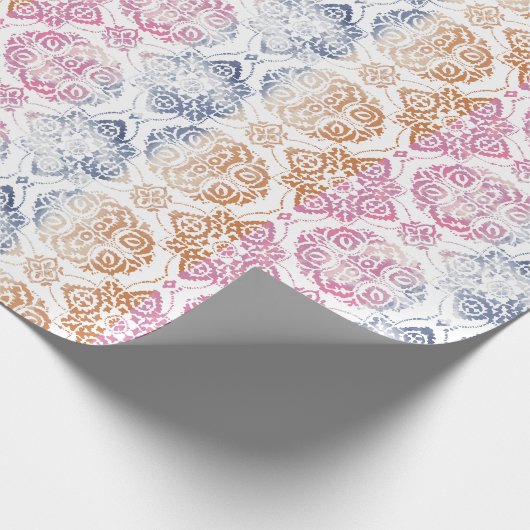 Floral Chic Boho Wasserfarbe Rosa und Blau Geschenkpapier (Ecke)
