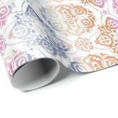 Floral Chic Boho Wasserfarbe Rosa und Blau Geschenkpapier (Rolleneckpunkt)