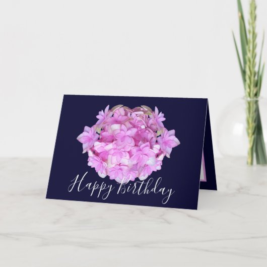 Floral Chic Bouquet Pink Hydrangea Floral Geburtst Karte (Vorderseite)
