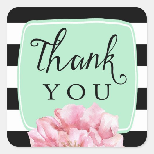 Floral Chic Danke Stickers / Minze (Vorderseite)