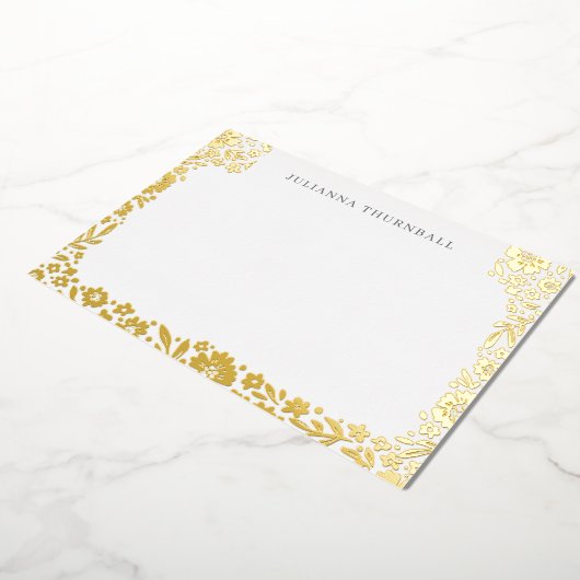 Floral Chic Frame Luxe Personal Stationery Folieneinladung (Gedreht)