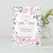 Floral chic grau pink Aquarell Probe Abendessen Einladung (Stehend Vorderseite)
