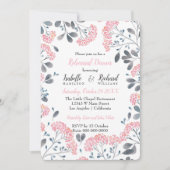 Floral chic grau pink Aquarell Probe Abendessen Einladung (Vorderseite)