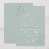 Floral Chic Green Wedding Einladung (Vorne/Hinten)
