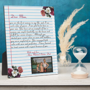 Floral Chic handgeschriebener Liebesbrief Mutter N Fotoplatte