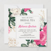 Floral Chic Hot Pink Peony Rose Brautparty Tee Einladung (Vorderseite)