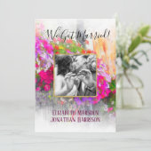 Floral Chic Just Married Ankündigung Empfang (Stehend Vorderseite)