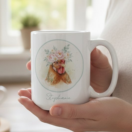 Floral Chicken Lover's Coffee Mug Kaffeetasse