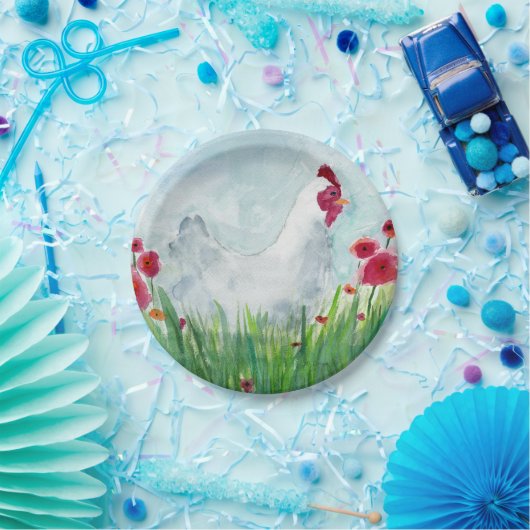 Floral Chicken Pappteller (Party)