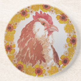 Floral Chicken Wreath Untersetzer