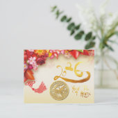 Floral Chinese gold Paper-cut Horse 2026 HpostC Feiertagspostkarte (Stehend Vorderseite)
