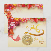 Floral Chinese gold Paper-cut Horse 2026 HpostC Feiertagspostkarte (Vorne/Hinten)