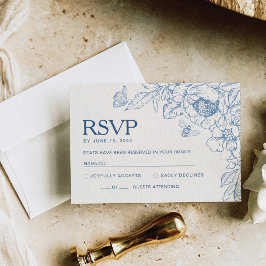 Floral Chinoiseri Wedding RSVP Card Karte
