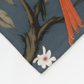 Floral Chinoiserie auf Denim Blue Fleecedecke (Ecke)