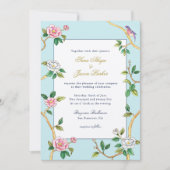 Floral Chinoiserie Blau & Weiß Hochzeit Einladung (Vorderseite)