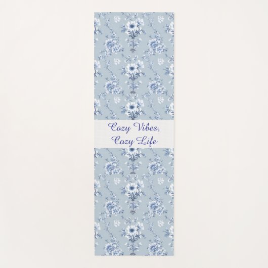 Floral Chinoiserie Blue Toile mit benutzerdefinier Yogamatte (Vorderseite)